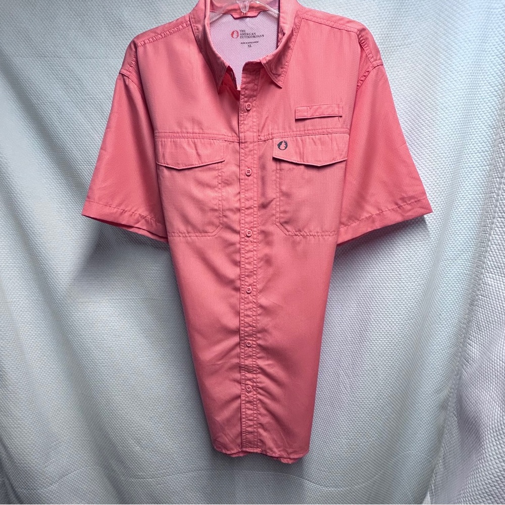Orange Casual Button Down Shirt Short Sleeve Relaxed Fit XL